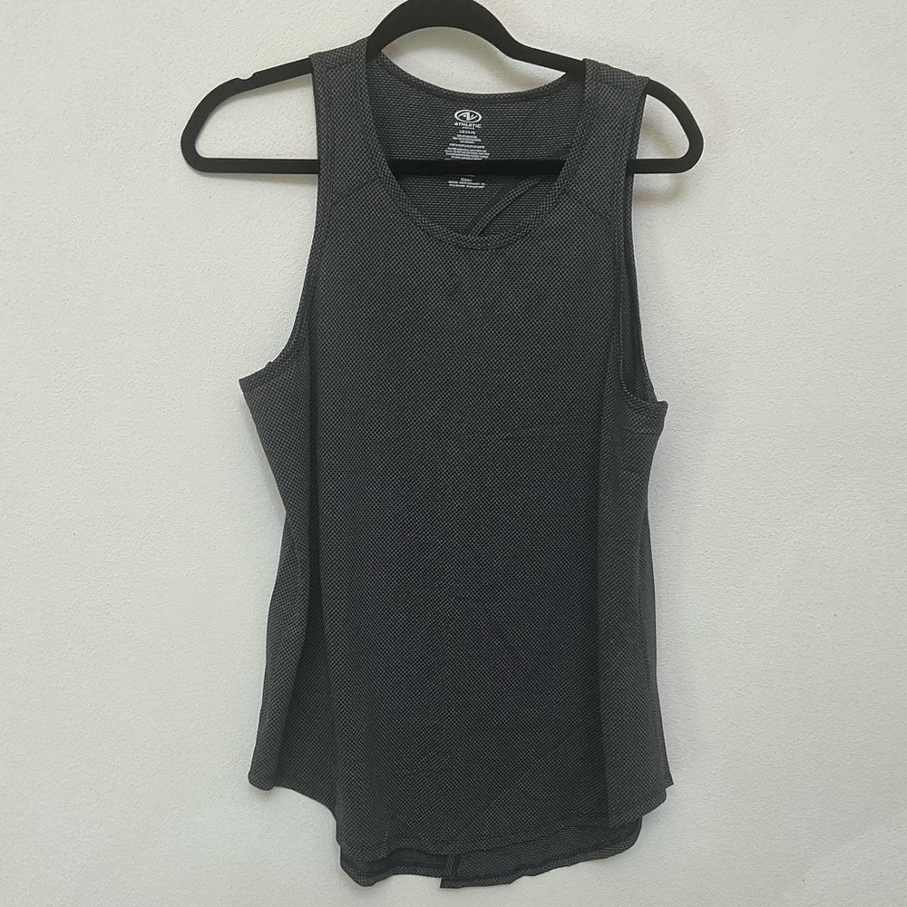 Athletic Works Dark Grey Small Pattern Open Back Tank Top Size Large Gym